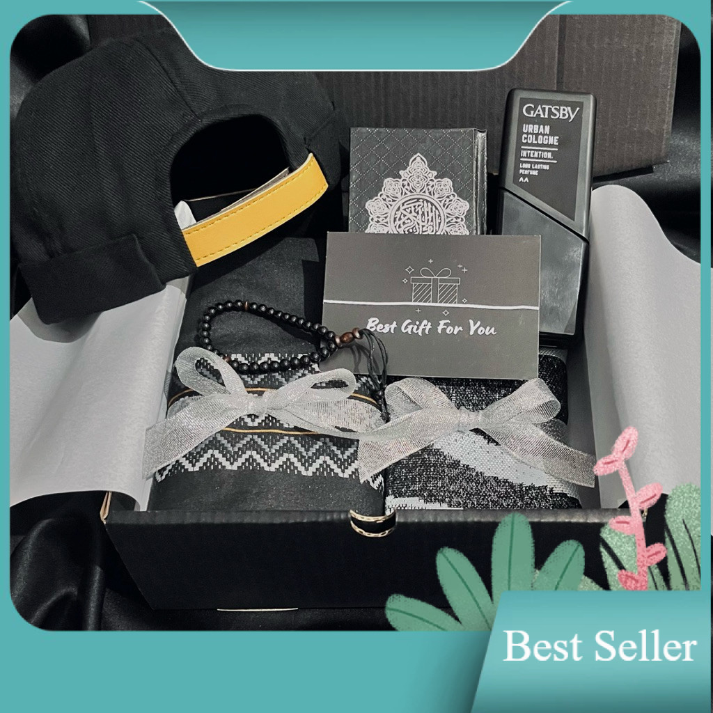 YNKGIFT SET KADO ALAT SHOLAT COWOK DAN ALQURAN | Gift Box Sarung Cowok | hampers sarung cowok / Bing