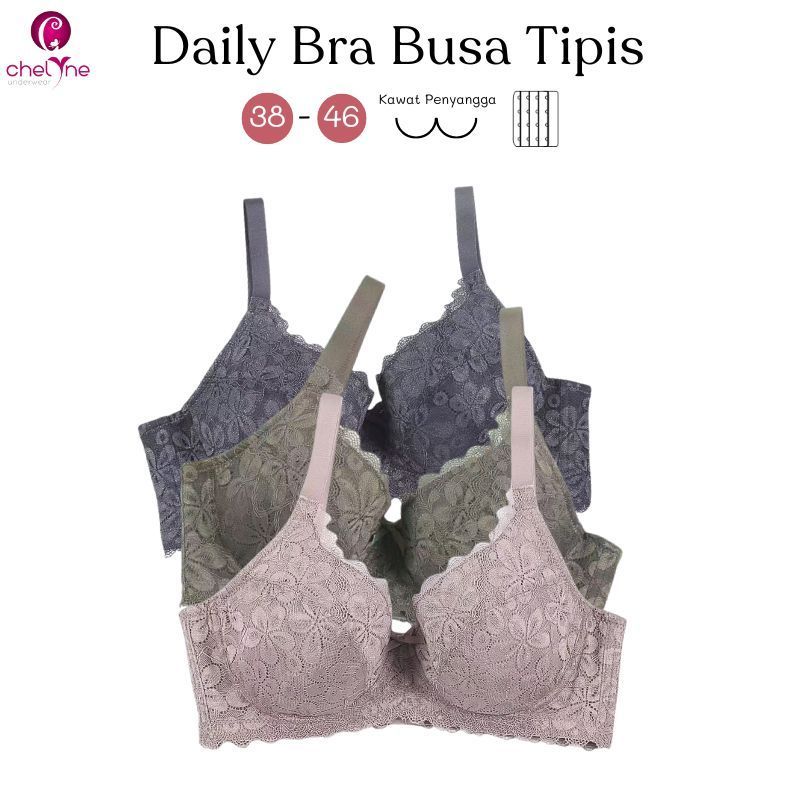 BH Brukat Busa Tipis Big Size VB025 Dengan Kawat Penyangga - BH Jumbo Daily Bra 38/46 Cup C