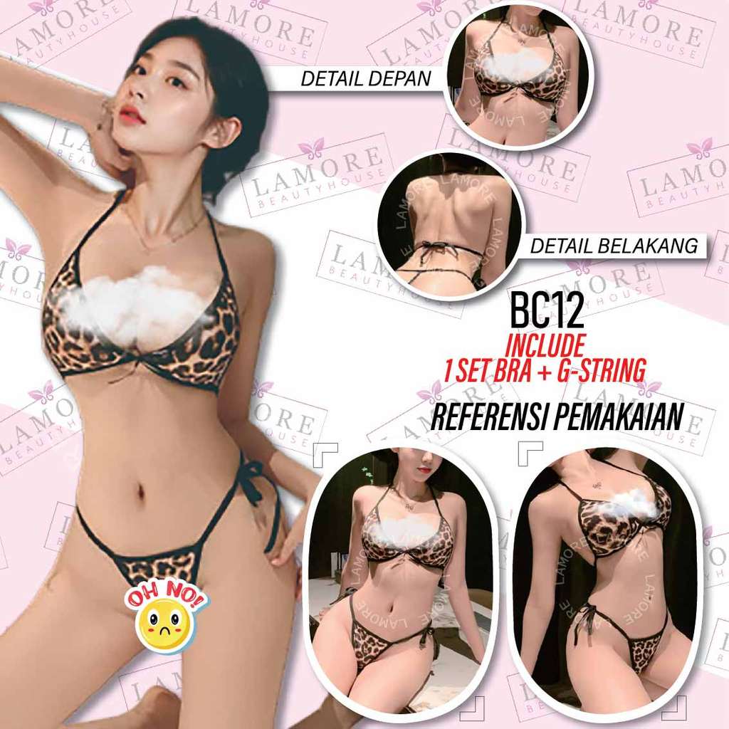 One Set Premium Lingerie BRA CD Wanita Motif Leopard BC12