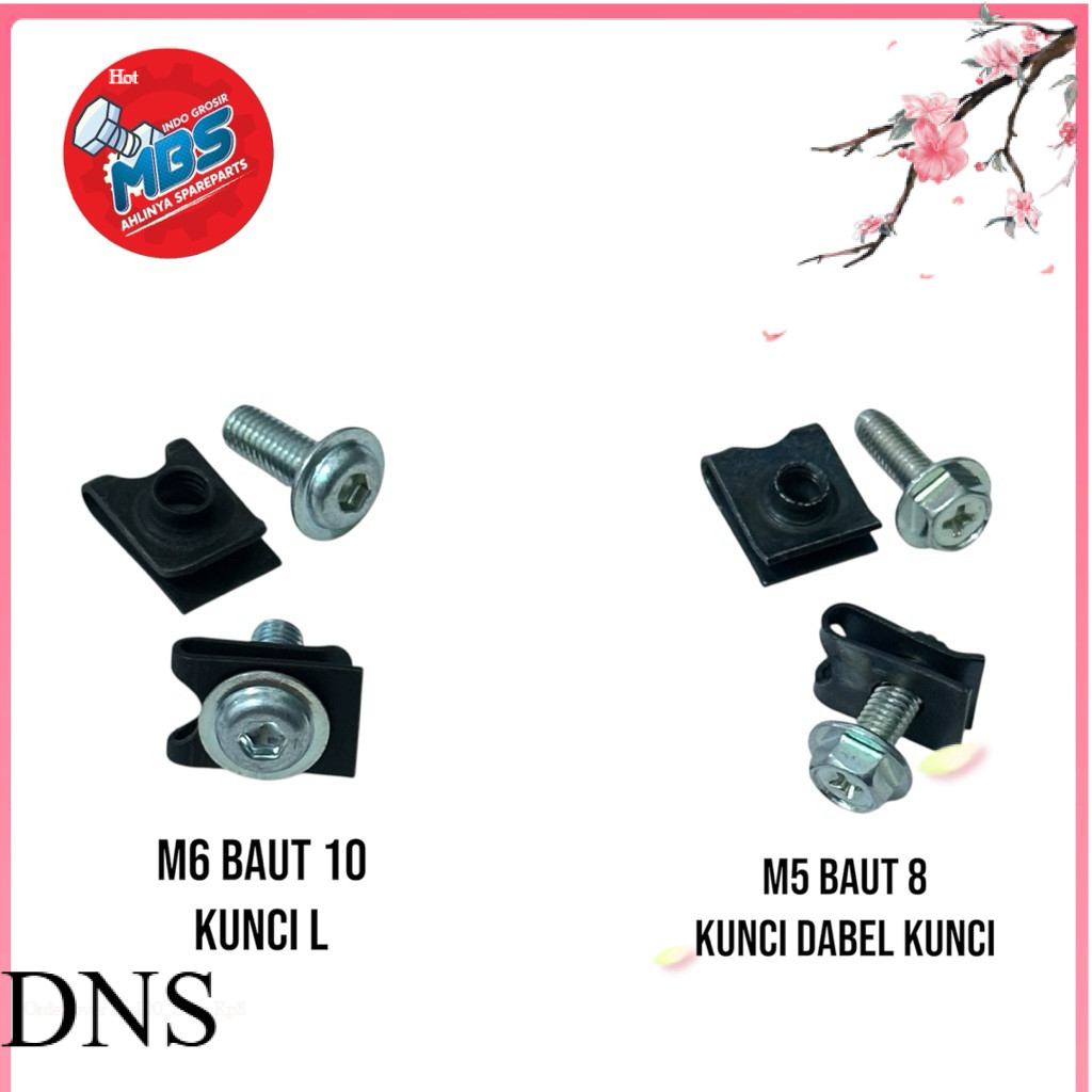 GROSIR BAUT CLIP KLIP M6 BAUT 10 KUNCI L ddan M5 BAUT 8 FLANGE TOPI DABEL KUNCI ORIGINAL