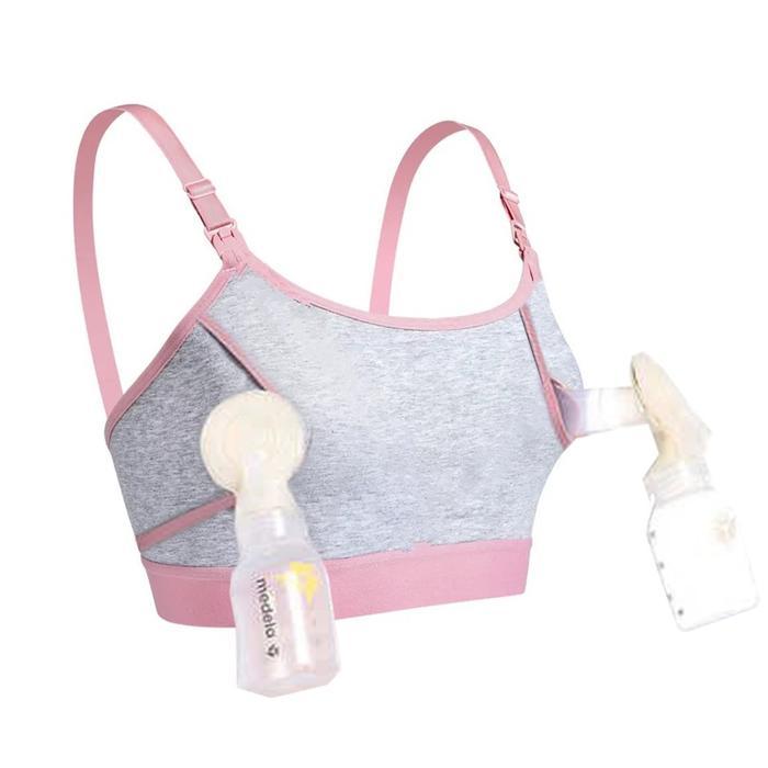 Kinmade Clip n Pump Handsfree Bra - Grey Pink, S