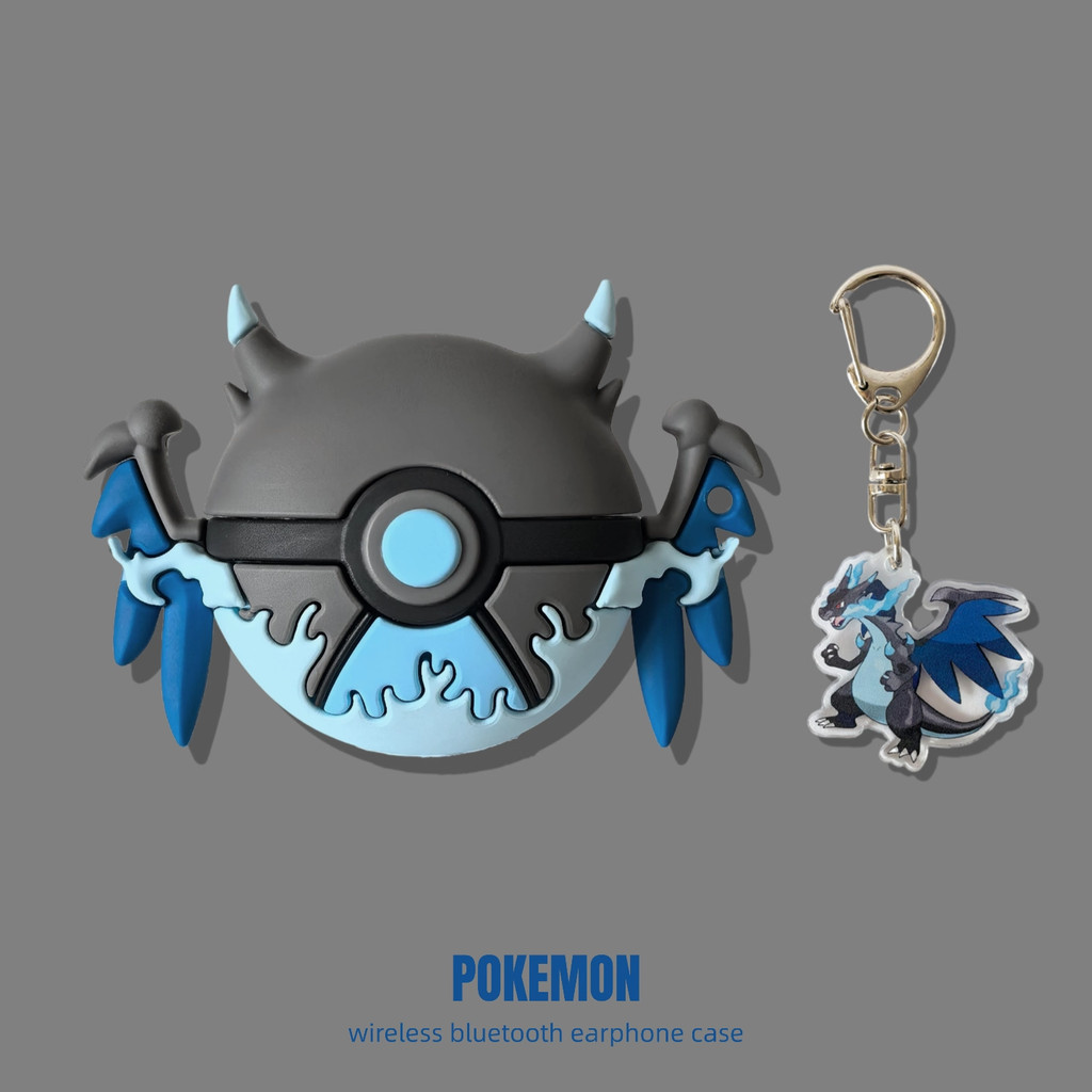 Untuk AirPods 4 AirPods pro3 2025 kasus silikon kartun biru X super api bernapas naga dengan rantai 