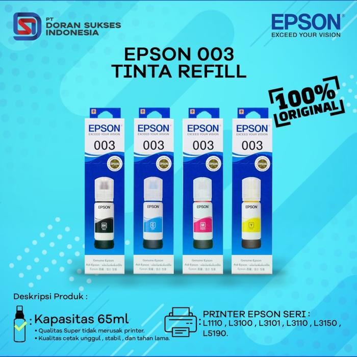 PROMO  Tinta EPSON 003 Original Refill Ink Printer L3110 L3150 L 3110 L 3150 - Black
