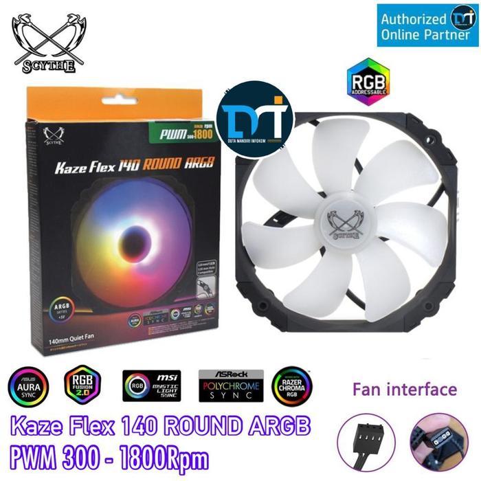 Scythe Kaze Flex 140 ARGB PWM 300-1800 m Round Frame ARGB Fan Case