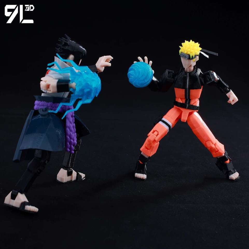 9L3D Lucky13 TITAN13 Rasengan Sasuke Uchiha 3D Figure - Susanoo & Fireball Jutsu Pose with Katana,Du