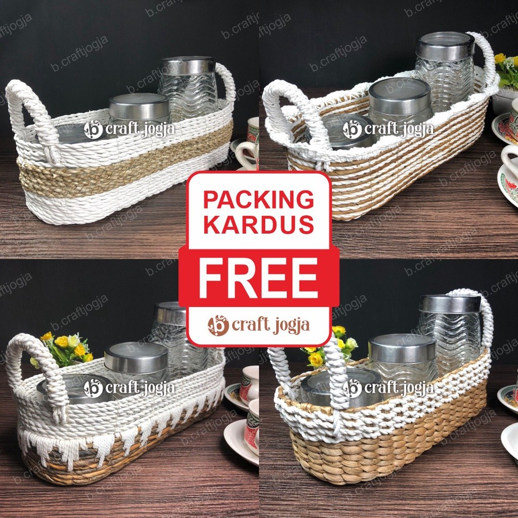 Tempat Toples Keranjang Aqua Hampers Anyaman Seagrass Kerajinan Anyaman Jogja