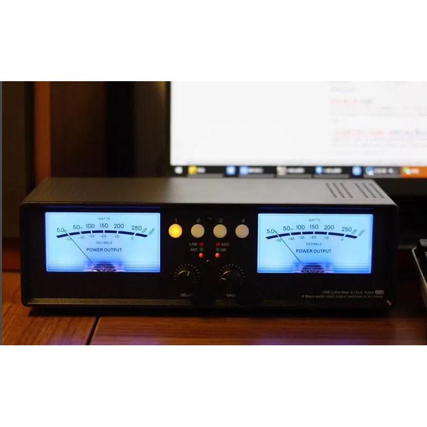Newest VU2 music level meter DB meter analog VU meter + 4IN1OUT switcher, SIZE 280*120*90 MM