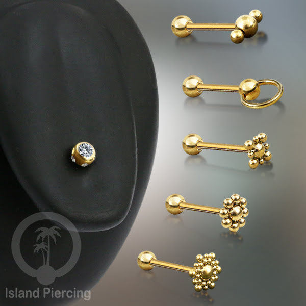 Tindik Lidah stainless warna Gold banyak motif menarik, Unique Tounge Piercing Jewelry