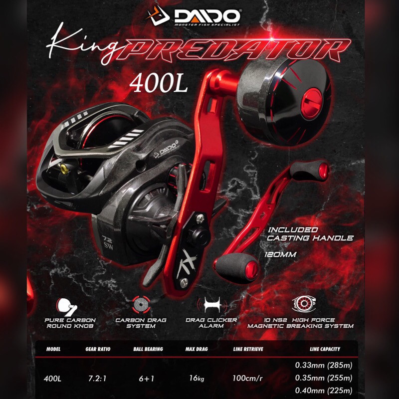 Reel Daido King Predator 400L SW Baitcasting
