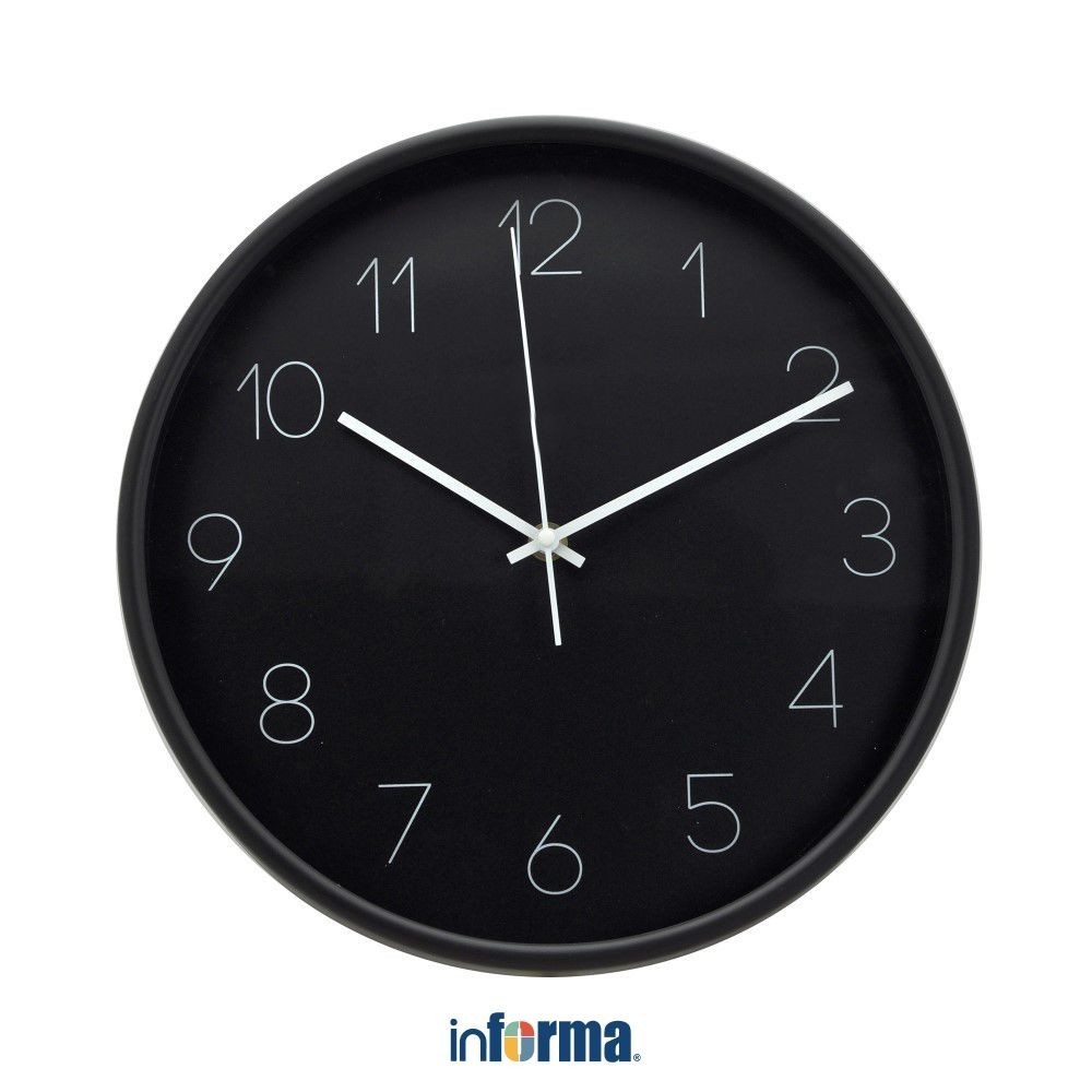 Informa 30 cm Jam Dinding 6911 - Hitam Wall Clock Jam Tembok Aesthetic Dekorasi Rumah Hiasan Dinding