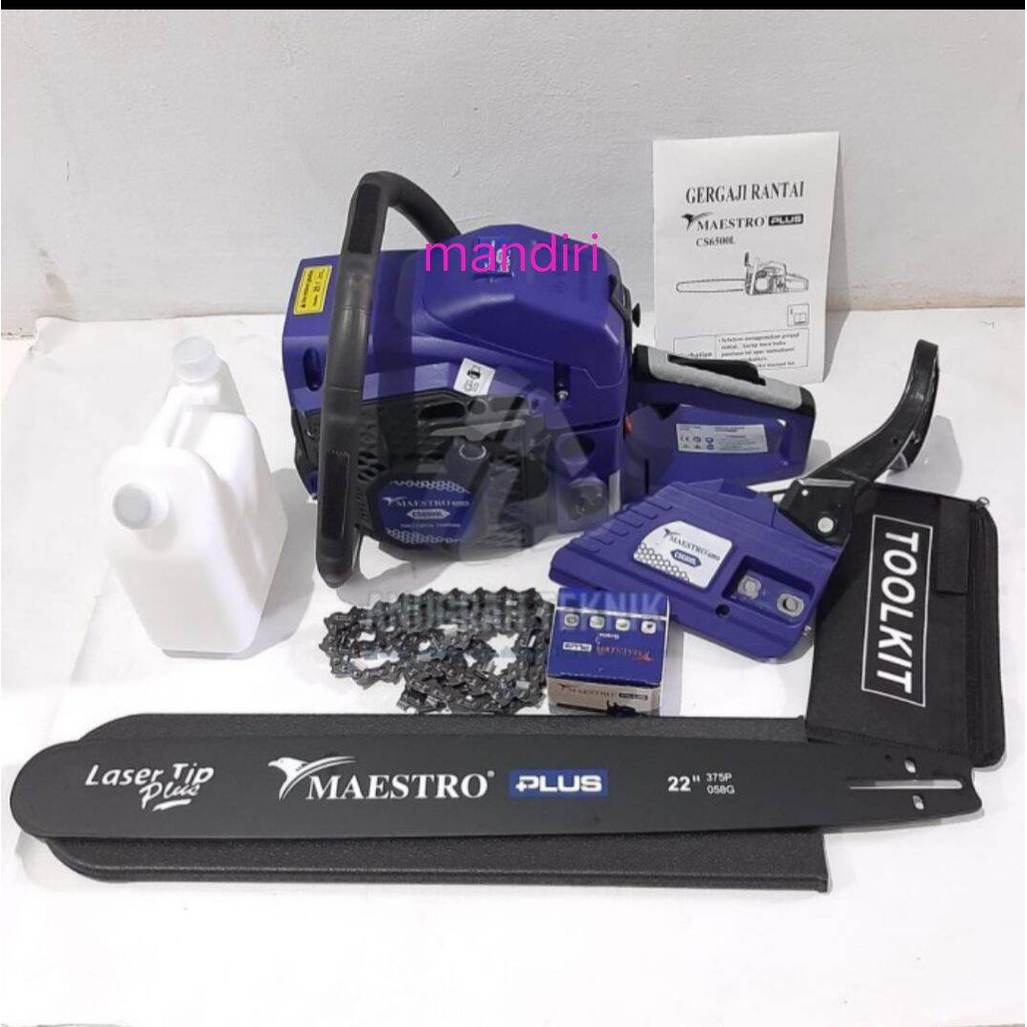 mesin gergaji kayu chainsaw maestro 6500 bar 22in laser