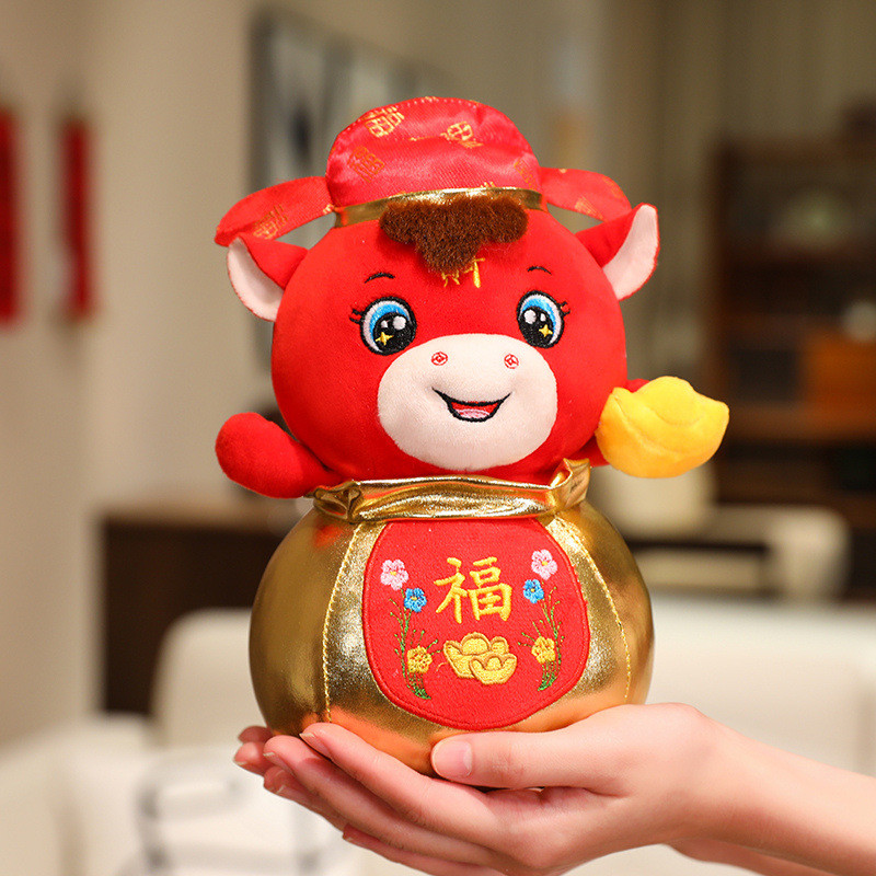 Mainan Plush Maskot Tahun Kuda Kuda Oranye Besar Boneka Kuda Zodiak Hadiah Acara Tahun Baru