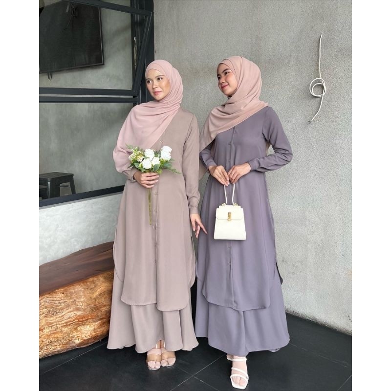 Elmiza - Ciara Tunik - Baju Atasan Tunik Wanita Muslim Bahan Safeena Platinum