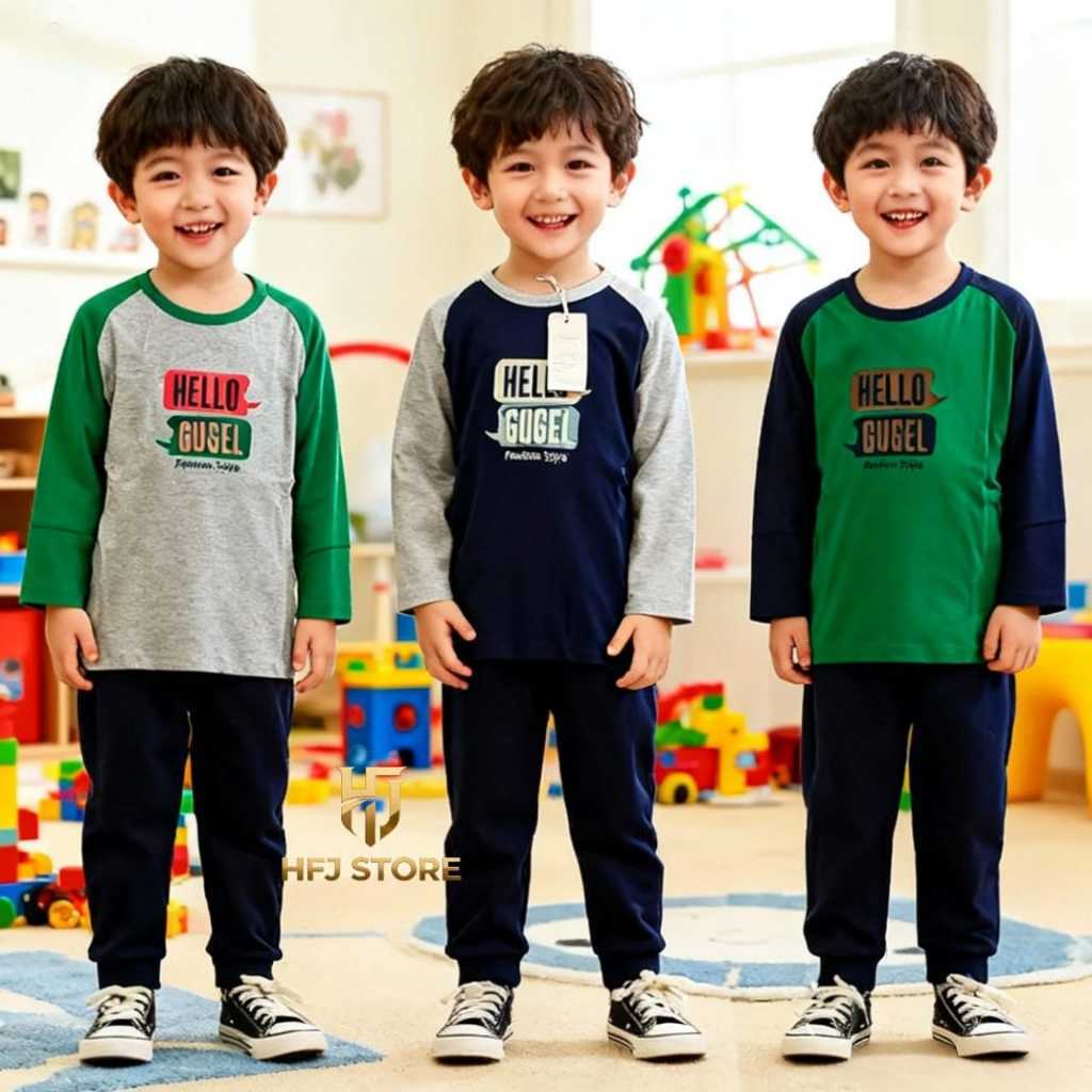 Baju Anak Kaos Gugel Kids Reglan Lengan 3/4 / Kaos Anak Motif Random / Kaos Gugel Kids Spandek Rayon