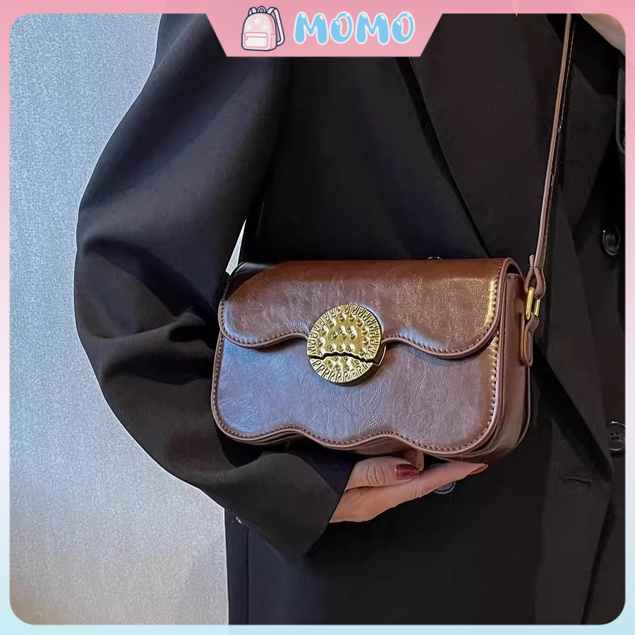 Tas Selempang Wanita Kecil Kotak Coklat Klasik Tas Bahu Wanita