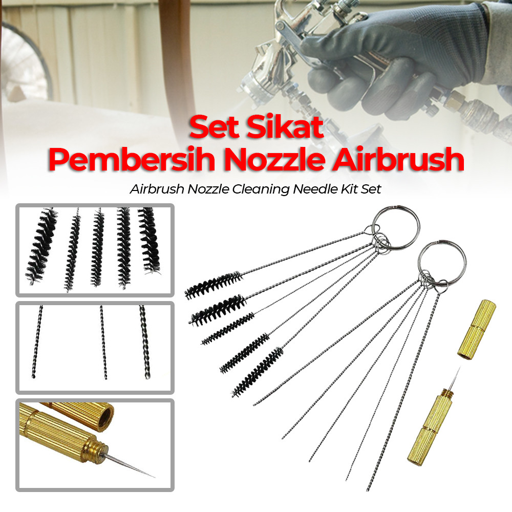 Set Sikat Pembersih Airbrush Nozzle Cleaning Needle Kit Set - Alat Pembersih Airbrush Lengkap - Airb