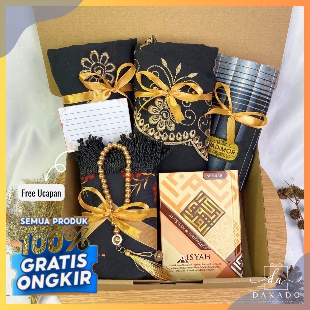 MUKENA SET SESERAHAN KATUN ALAT SHOLAT LENGKAP PREMIUM KADO WEDDING HAMPERS MUKENA KATUN BORDIR PREM