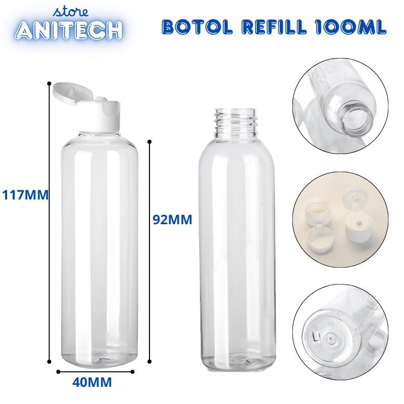 [Anitech_Store] Botol 100ML plastik tutup segel /Botol PET 100ml fliptop