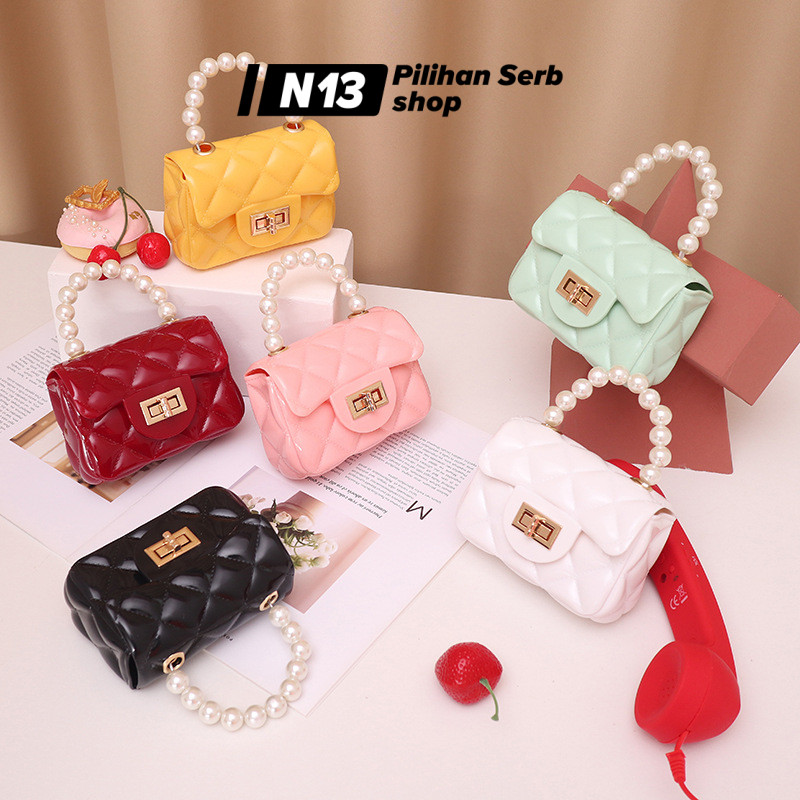 N13 Tas Mini Jelly Glossy T101 Rubber Bag Korea Import - Real Picture, Bahan PVC Lembut Glossy, Desa