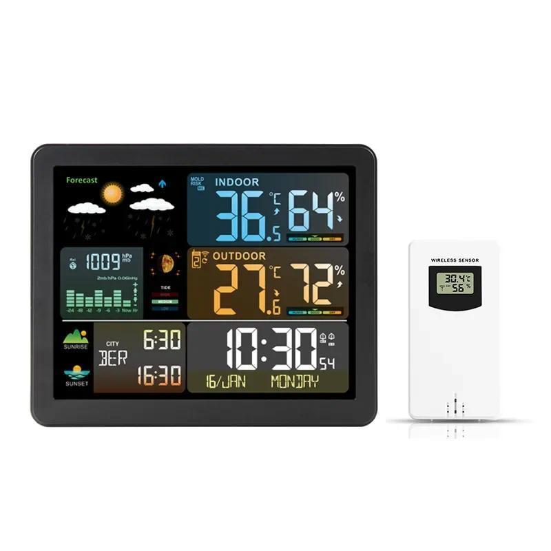 Multifunction Weather Station Wireless Indoor Outdoor Thermometer, Color Display Digital Weather The