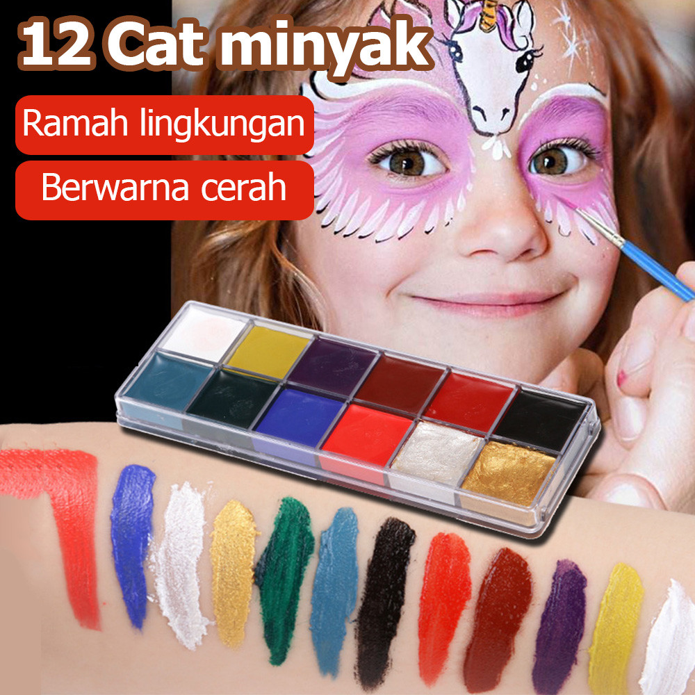 12 Warna Body Face Painting Cat Wajah Painting Wajah Body Painting Palette Wajah