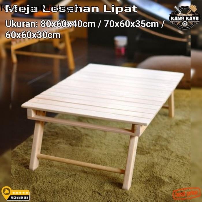 Meja lipat lesehan meja serbaguna meja lesehan lebar 60cm Jati Kayu - 60x60x30cm Ls10
