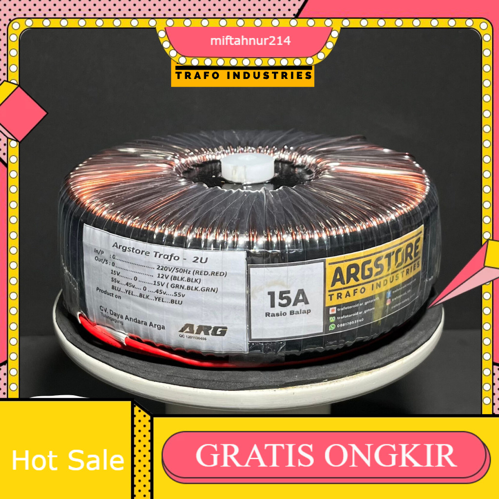 Trafo toroid donat 15A 55V CT (Murni) - Spesifikasi Balap