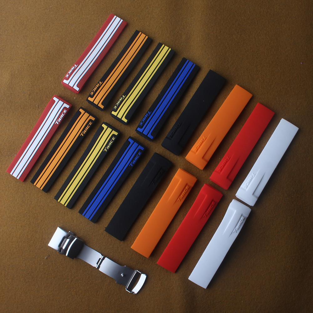 Watchbands soft Silicone Rubber Waterproof watches strap accessories Fit Tissot Trace T048417a T048 