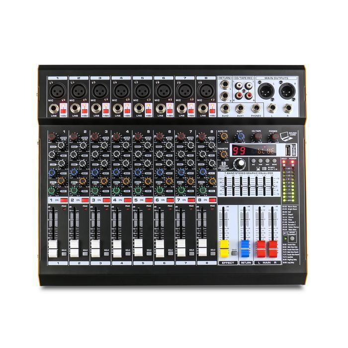 Power Amplifier Mixer audio 2 Channel 650W dengan 99 Efek Digital + Bluetooth/USB/Daya Fantom 48V - 