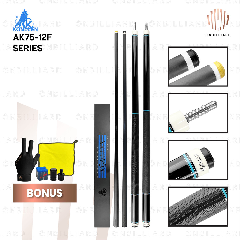KONLLEN AK75-12F Stick Billiard Carbon Cue Low Deflection Play Cues AK75-12