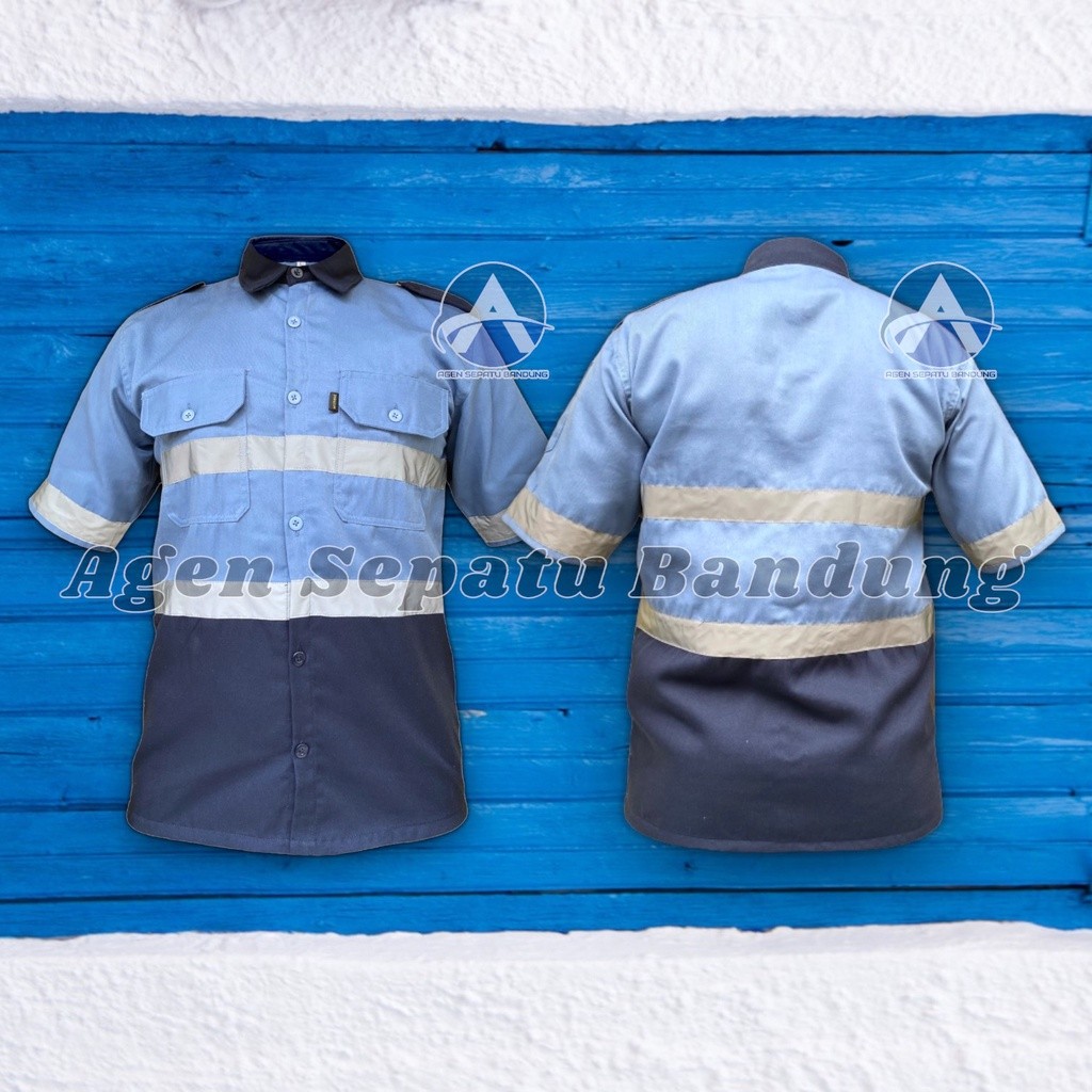 Kemeja Kombinasi Pendek Atasan Kombinasi Lengan Pendek Baju Safety Wearpack Atasan Lengan Pendek Kom