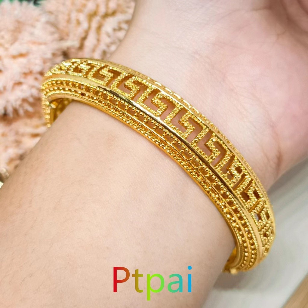 Gelang Bangkok Elegant Fashion Mewah Perhiasan Gelang Keroncong Dubai Lapis Emas 24K Gold Fashion Du