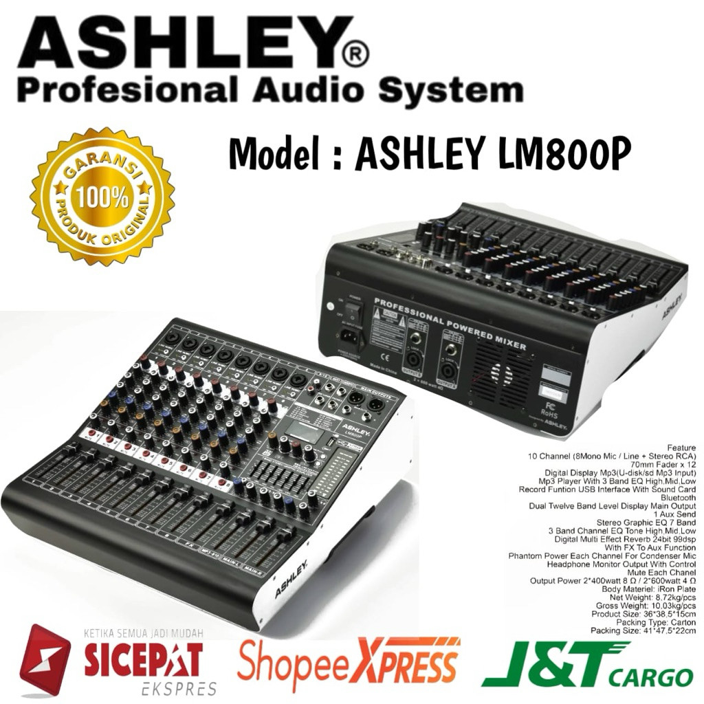 Power Mixer Ashley Lm800p Original Power Mixer Ashley 8 Channel Garansi resmi