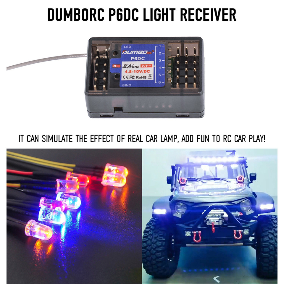 DUMBORC X6DC 2.4G 6 Light Servo and Motor Control Receiver for RC X4 X5 X6 Transmitter