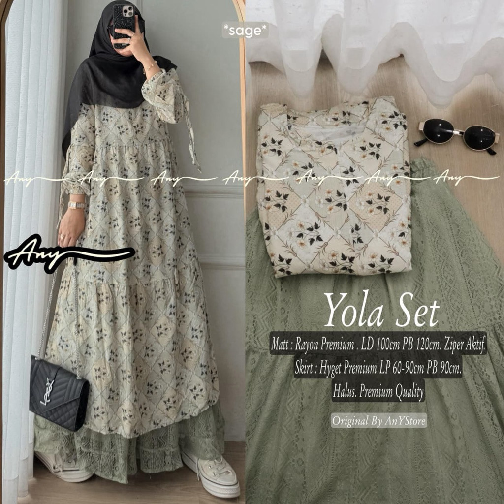 ada grup reseller tanyakan ke admdin alya store  Yola Set  Any• Setelan Rok Midi Kekinian Best Selle