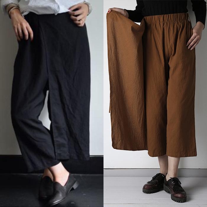 Celana Palazzo Hippie Vintage Longgar Bahan Katun, Ada Ukuran Besar