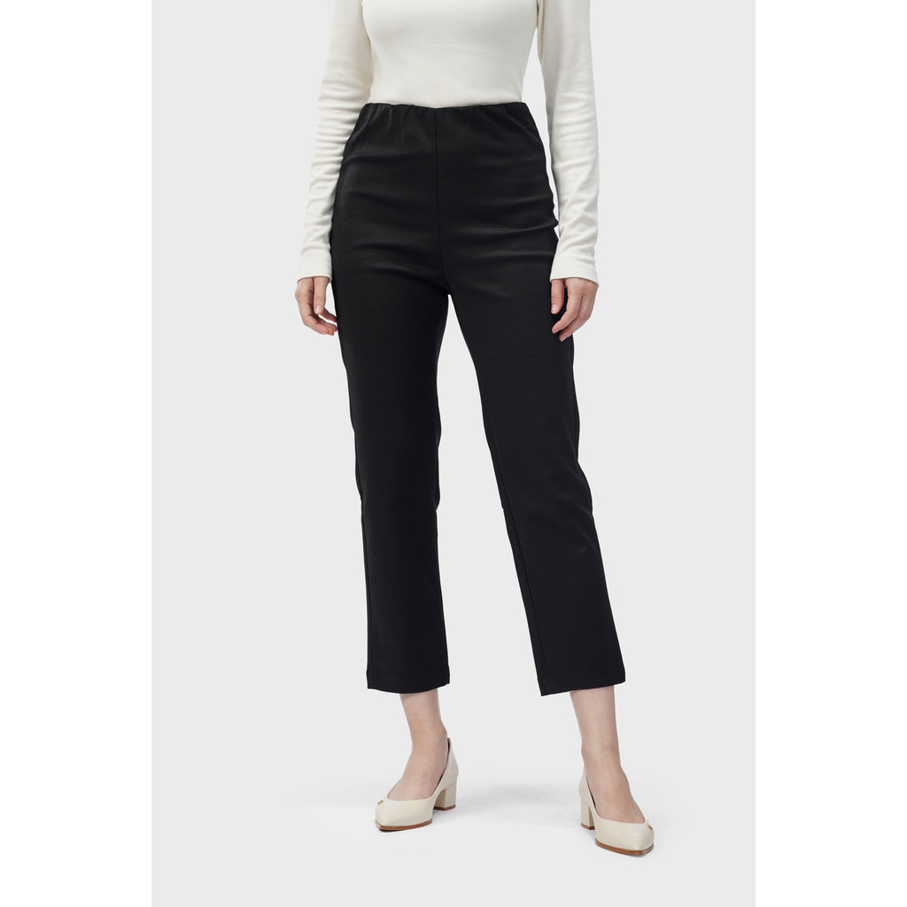 Benang Jarum - High Waist Ankle Pants - Black