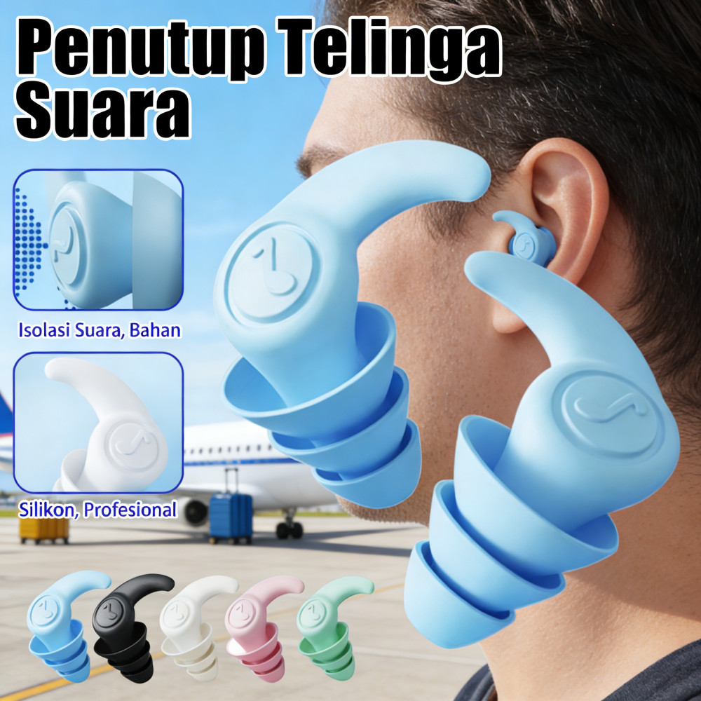 Penutup Kuping Untuk Tidur NEW Suara Earplug 3 Layer Peredam Silikon Nano Earplug Earplug Deep Sleep