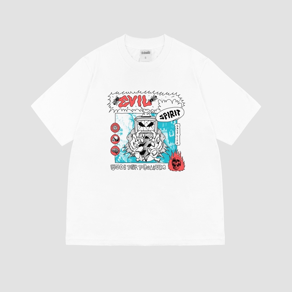 Kaos Casual EVILSPIRIT KAOS OVERSIZE - MUFFARO WHITE UNISEX