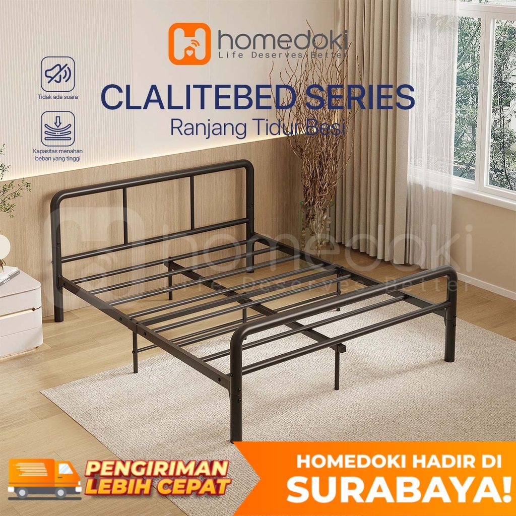 Homedoki CLALITEBED Series / Kai Ranjang Besi Industrial Minimalis / Divan Ranjang Besi Rangka