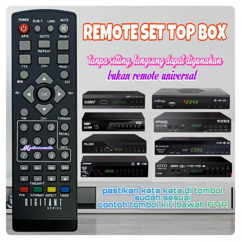 REMOT REMOTE SET TOP BOX DIGITANT LUBY ADVANCE