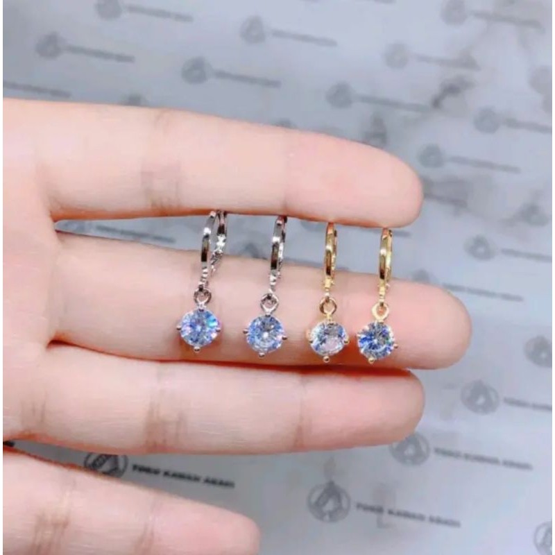 ~DISC~ ANTING JEPIT TITANIUM IMPORT ANTING GANDUL MATA SATU GOLD DAN SILVER ELEGAN CANTIK TERMURAH D