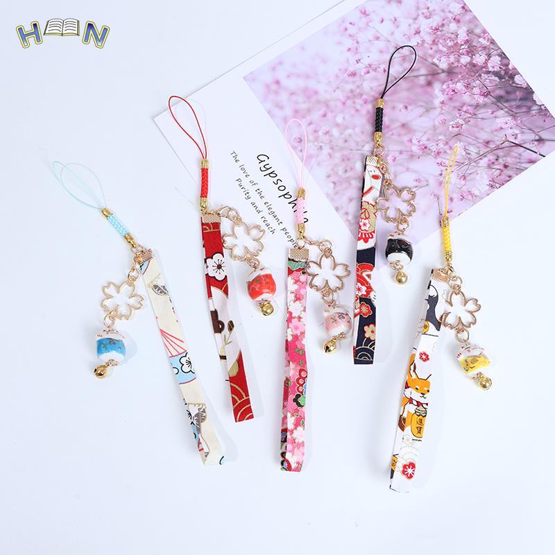 1pcs Phone Strap Lanyards Daisy Flower Cat Bell Mobile Phone Hang Rope Charm Decor