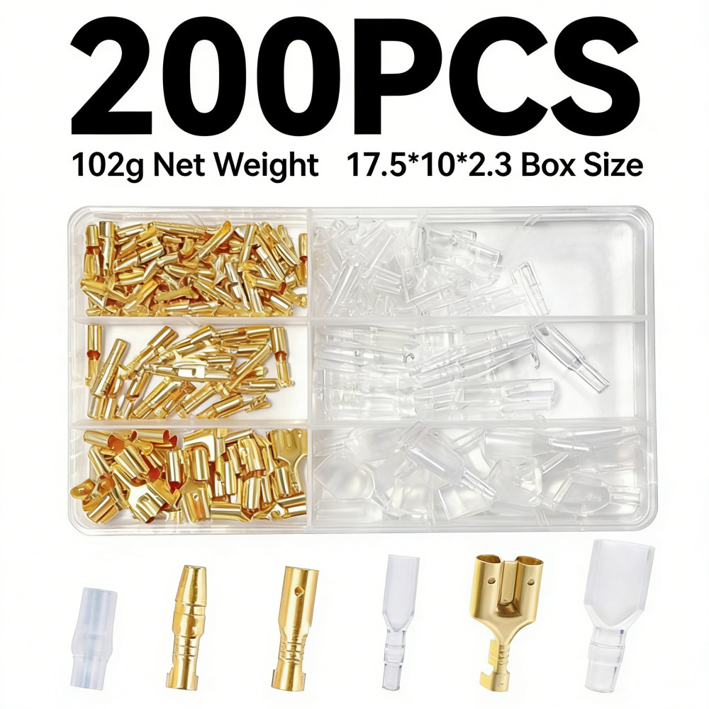 200pcs Skun Kabel Motor Cewe Male Cowo Female Soket Terminal Bulat Sekun Kabel/Skun Kabel Motor