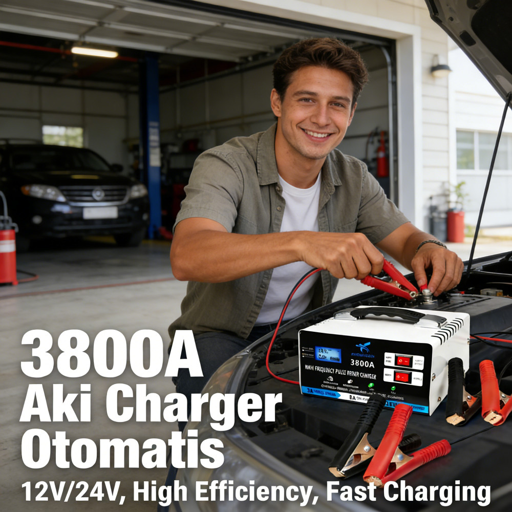 Charger Otomatis 12V/24V Aki Case Casan Aki Aki Aki Mobil Motor Charger Aki