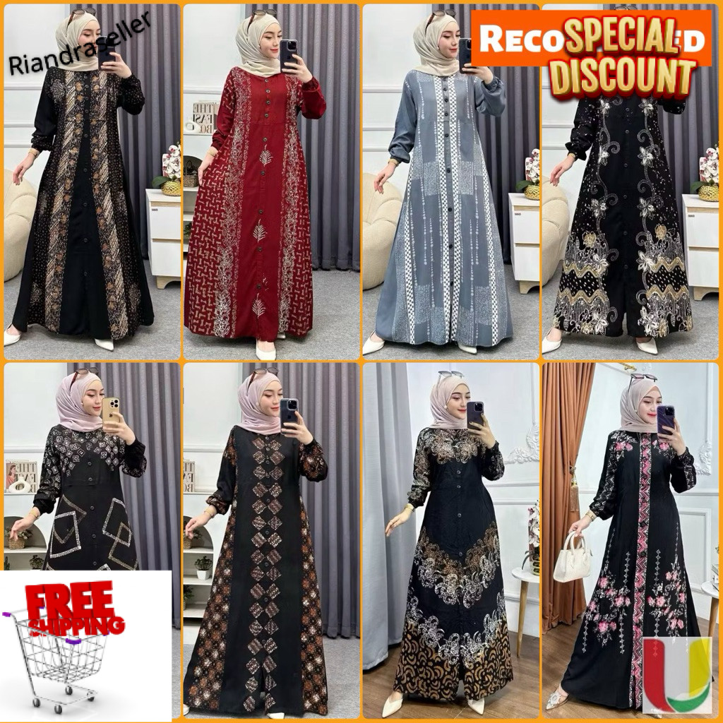 PROMO Batik Usman - Gamis Twill Rayon Premium Model Kancing Terbaru Jumbo Syari Kekinian Batik Cap