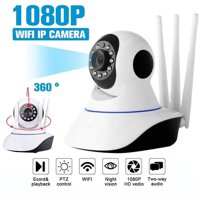 KAMERA CCTV Q5S 3 ANTENA KIMISO SMART CCTV V 380 WIRELESS WIFI OUTDOOR 360 DERAJAT ROTASI BERKUALITA