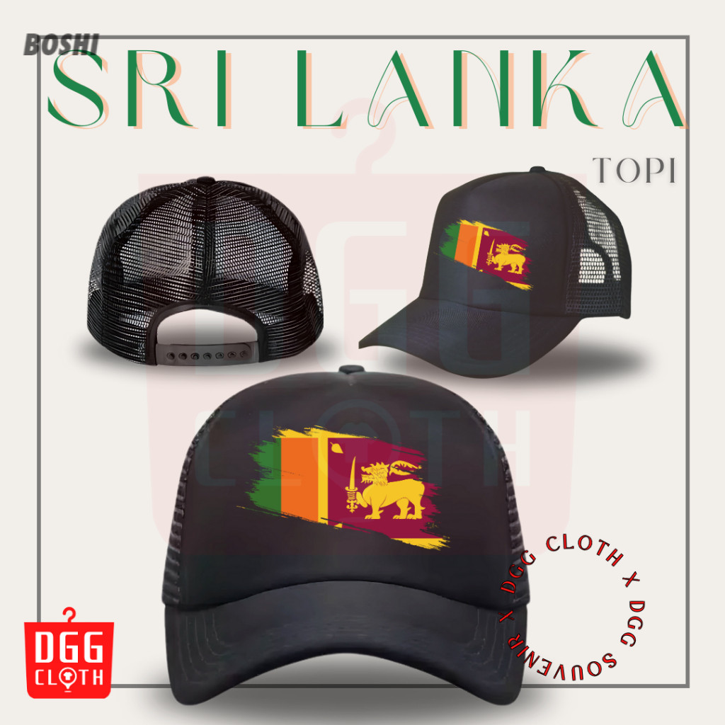 DGGCloth Topi Souvenir Negara Sri Lanka  - Topi Trucker Oleh Oleh Sri Lanka