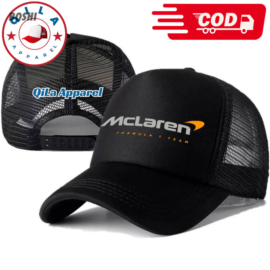 Topi Trucker MCLAREN - Topi Distro MCLAREN Logo - Topi MCLAREN Premium - Topi Pria Dewasa - Topi Pri