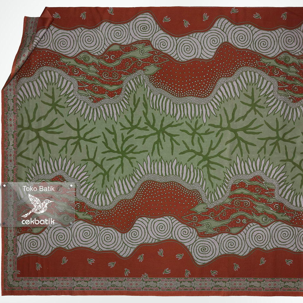 batik - Motif Batik Modern Nuansa Alam (Orange + Hijau Army Soft)